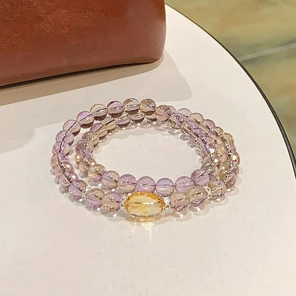 East Energy Brazilian Amethyst & Citrine Bracelet - Wealth & Intuition