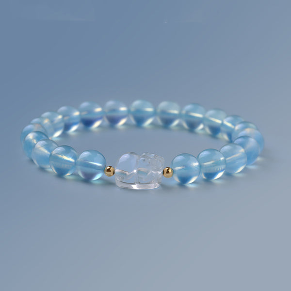 East Energy Water Element Pi Yao Bracelet Aquamarine White Crystal Guardian