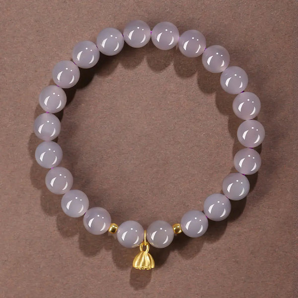 East Energy Violet Chalcedony Bracelet - Lotus Peace & Harmony