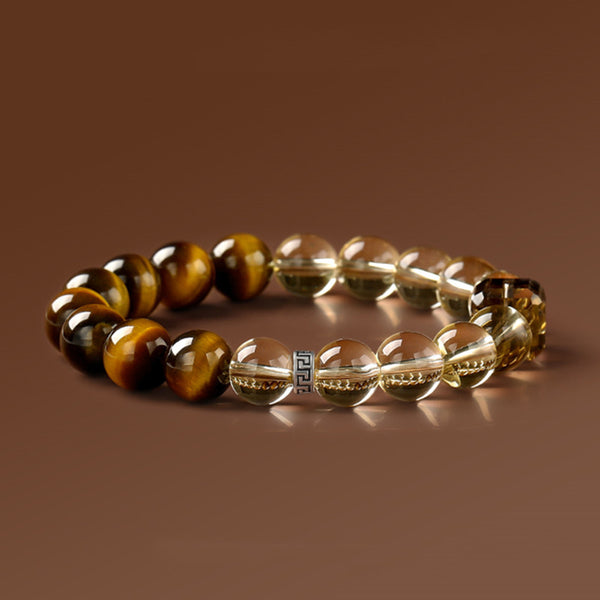 East Energy Solar Plexus Ignitor Bracelet Citrine Tiger’s Eye Beads