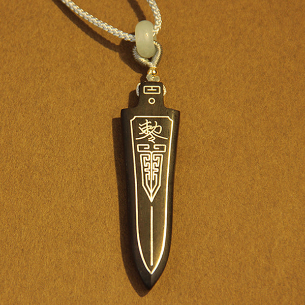 East Energy Ebony Silver Talisman Pendant Five Thunder Command Taichi Amulet
