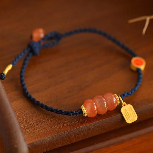 East Energy Flame-Weaver’s Abacus Nanhong Agate Fortune Blessing Cuff