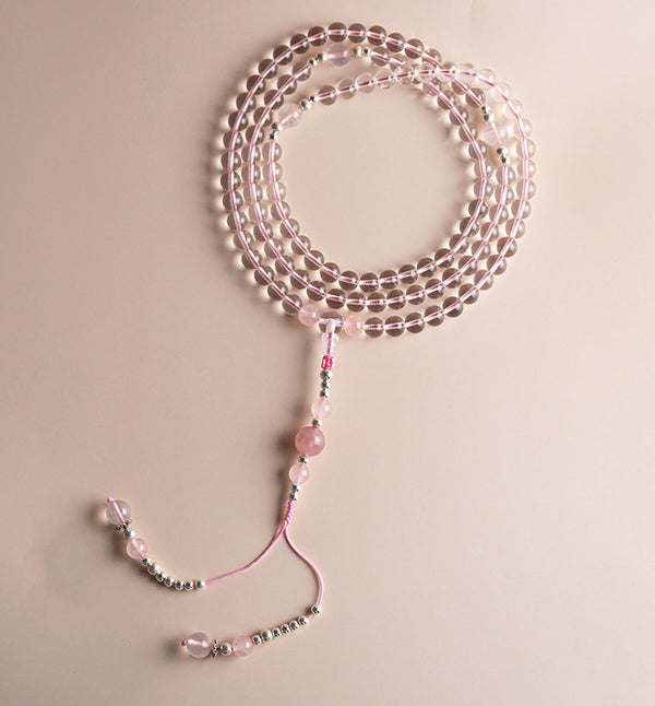 East Energy 108 Sacred Beads Mala Bracelet Necklace Clear Crystal Energy Amplifier